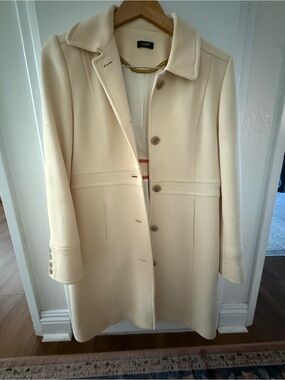 J. Crew Cream Single-Breasted Wool Blend Pea Coat